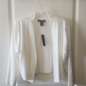 Grace White Open Front Shrug Size. L 3/4 Sleeve. NWT